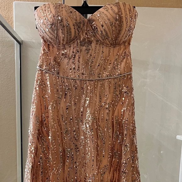 Rose Gold, Strapless, Midi Length Dress - Picture 4 of 4